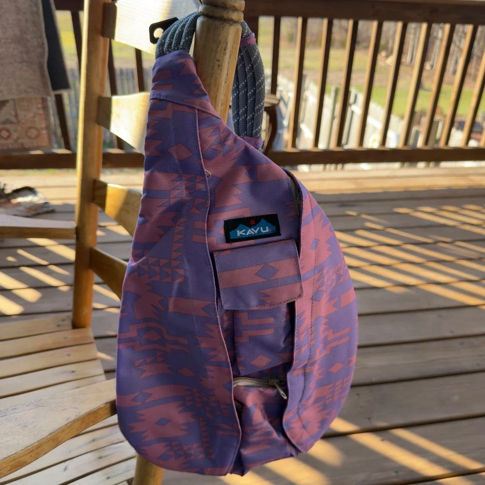 KAVU‎ Rope Sling Bag Purple Pink Aztec Pattern Outdoor Adventure NWT
